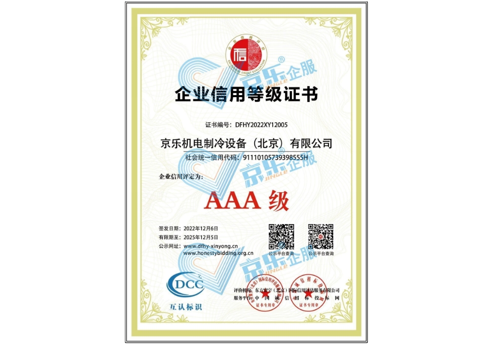 企業信用等級證書